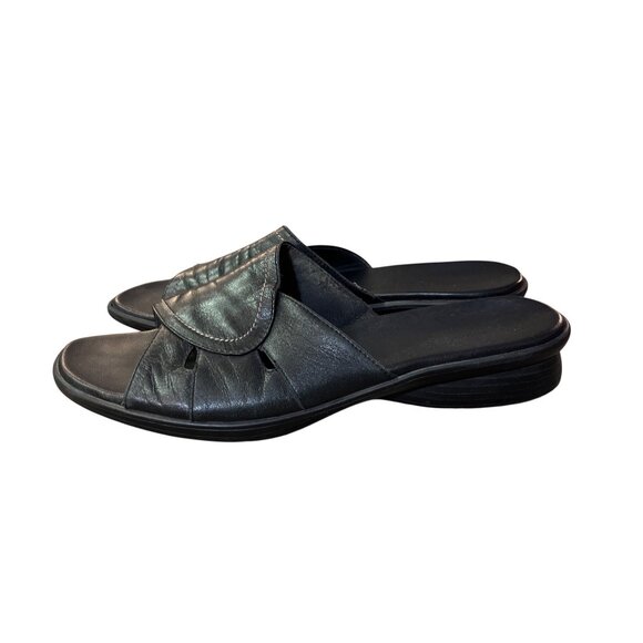 Munro Shoes - Munro Abby Black Leather Sandals 12 SS Narrow USA Used Y2K